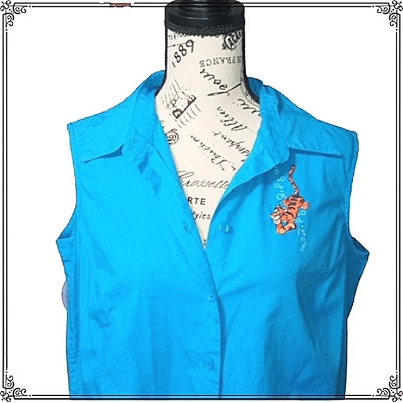 Disney Tiger Under The Sea Blue Sleeveless Top Size Large - Picture 2 of 9